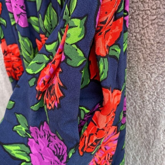 Zara Trafaluc Blue Floral Long Sleeve V Neck Zip Mini Dress Sz XS - Picture 5 of 10